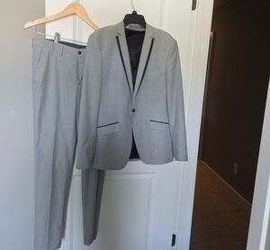 Zara Light Gray Suit with Black Trim
